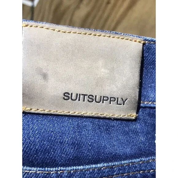 SUITSUPPLY Candiani Jeans Men 32 Blue Denim Cotton Button Fly Made in Italy @G8